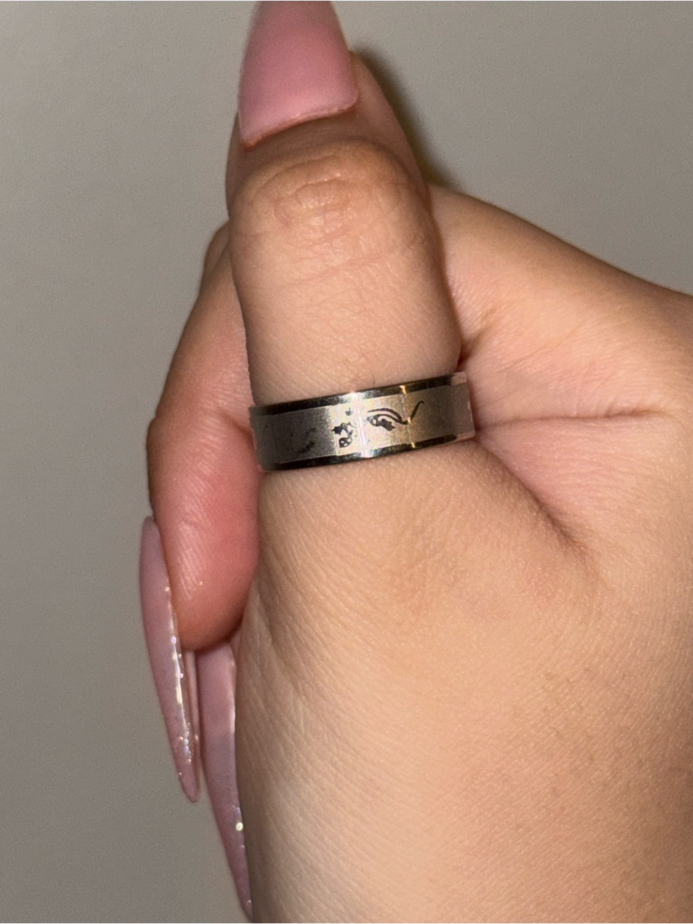 Stainless Steel Face-Engraved Band Ring - Silver Dragon Size 10 Ring